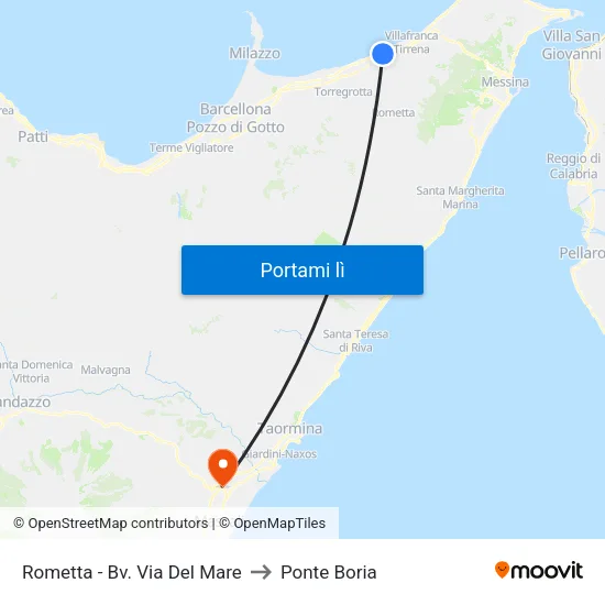 Rometta - Bv. Via Del Mare to Ponte Boria map