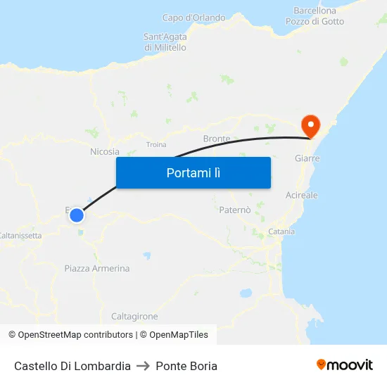 Castello Di Lombardia to Ponte Boria map