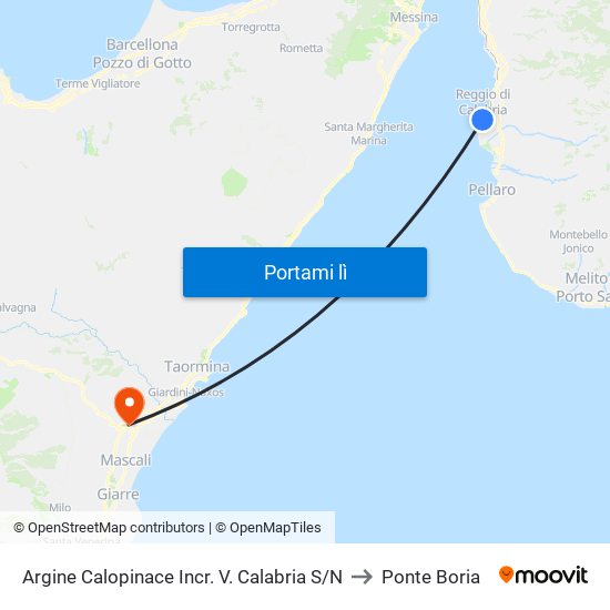 Argine Calopinace Incr. V. Calabria S/N to Ponte Boria map