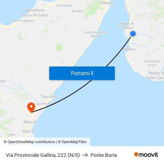 Via Provinciale Gallina, 222 (N/S) to Ponte Boria map