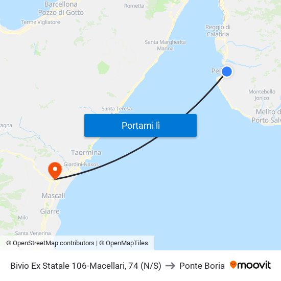 Bivio Ex Statale 106-Macellari, 74 (N/S) to Ponte Boria map