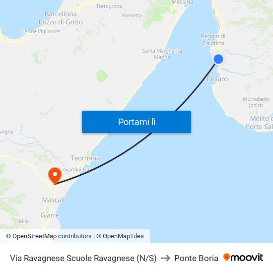 Via Ravagnese  Scuole Ravagnese (N/S) to Ponte Boria map