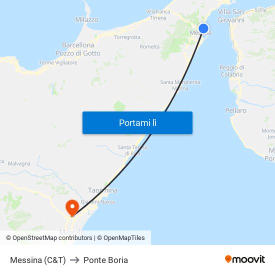 Messina (C&T) to Ponte Boria map