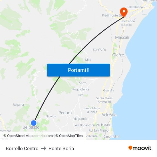 Borrello Centro to Ponte Boria map