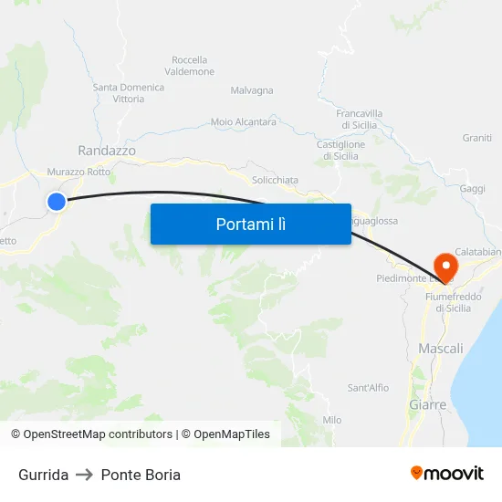 Gurrida to Ponte Boria map