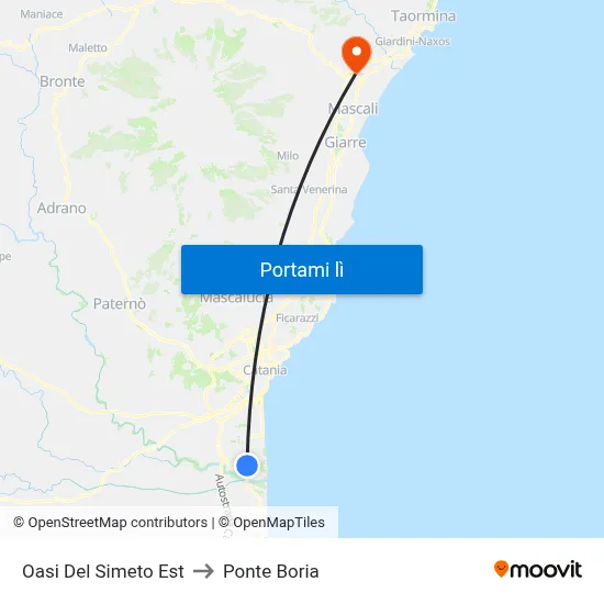 Oasi Del Simeto Est to Ponte Boria map