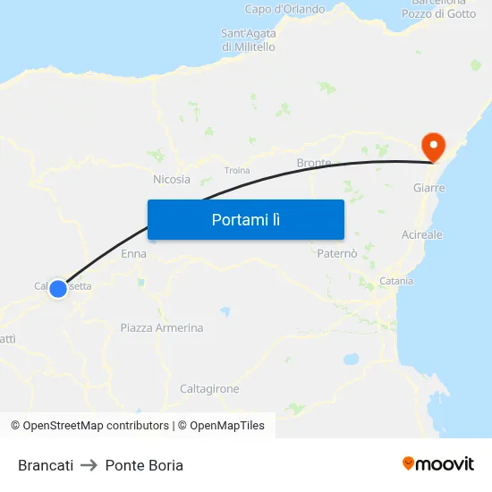 Brancati to Ponte Boria map