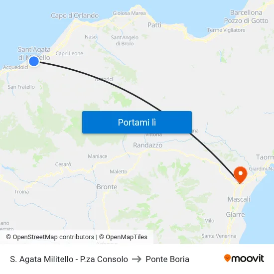 S. Agata Militello - P.za Consolo to Ponte Boria map