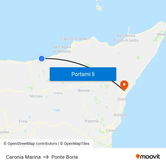 Caronia Marina to Ponte Boria map