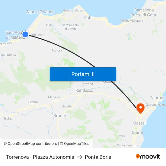 Torrenova - Piazza Autonomia to Ponte Boria map
