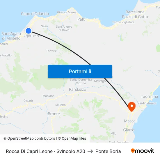 Rocca Di Capri Leone - Svincolo A20 to Ponte Boria map