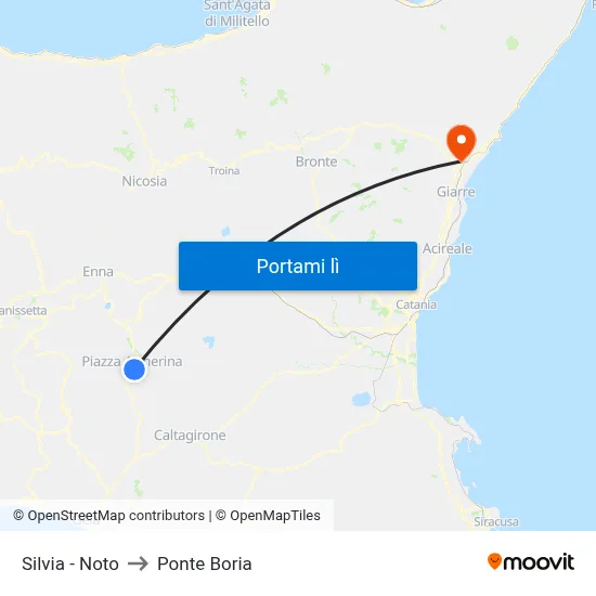 Silvia - Noto to Ponte Boria map