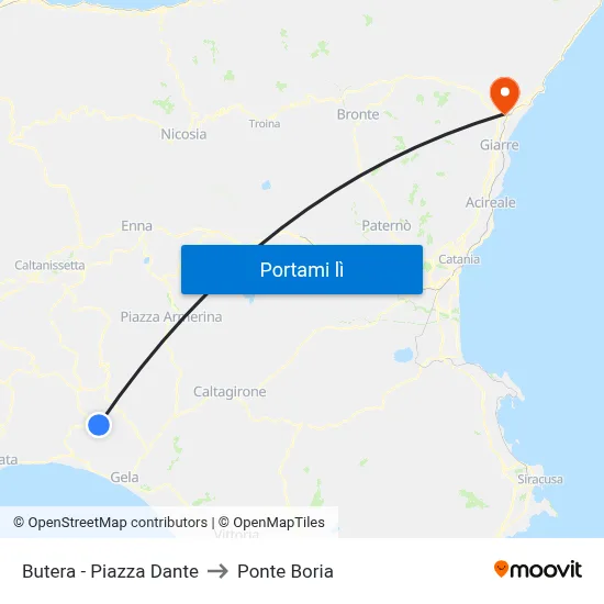 Butera - Piazza Dante to Ponte Boria map