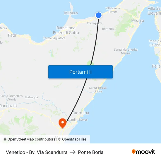 Venetico - Bv. Via Scandurra to Ponte Boria map