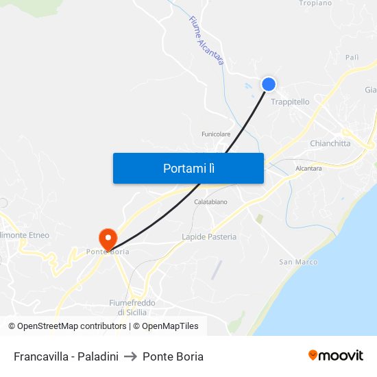 Francavilla - Paladini to Ponte Boria map