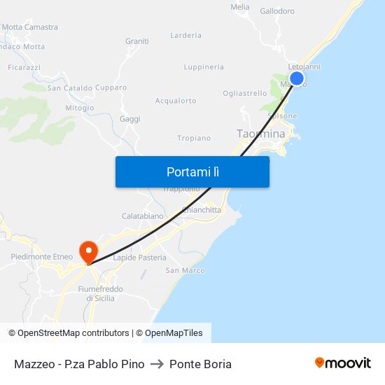 Mazzeo - P.za Pablo Pino to Ponte Boria map