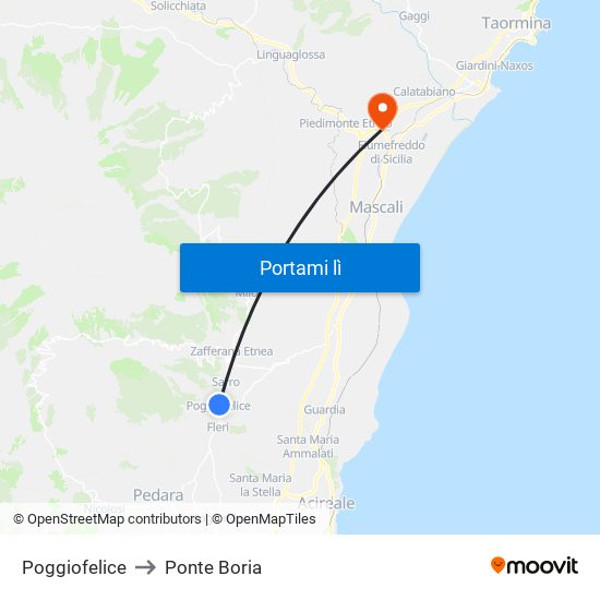 Poggiofelice to Ponte Boria map