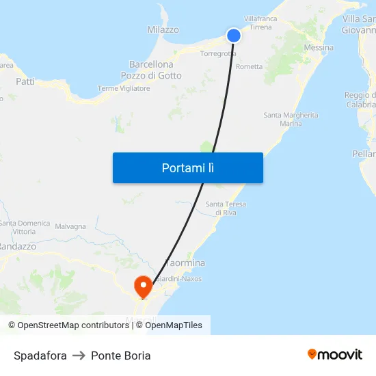 Spadafora to Ponte Boria map