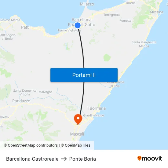 Barcellona-Castroreale to Ponte Boria map