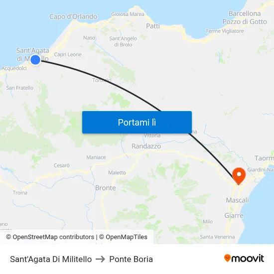 Sant'Agata Di Militello to Ponte Boria map