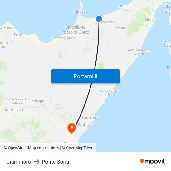Giammoro to Ponte Boria map