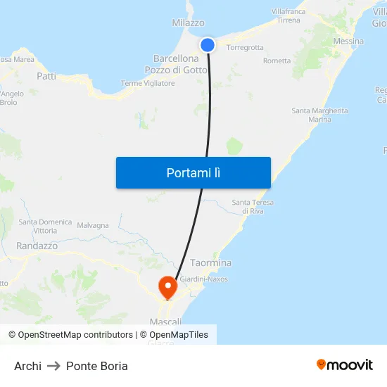 Archi to Ponte Boria map
