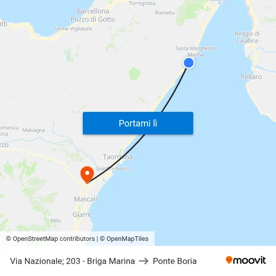 Via Nazionale; 203 - Briga Marina to Ponte Boria map