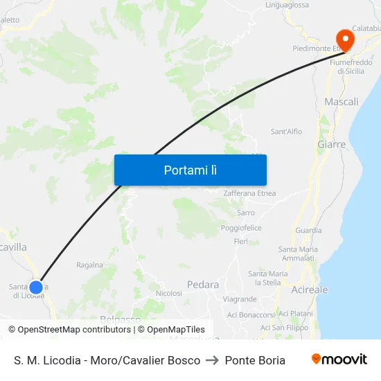 S. M. Licodia - Moro/Cavalier Bosco to Ponte Boria map