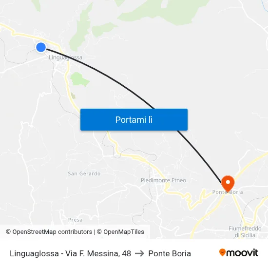 Linguaglossa - Via F. Messina, 48 to Ponte Boria map