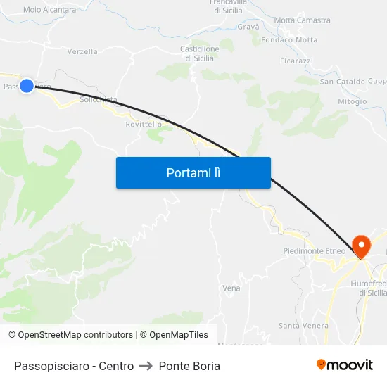 Passopisciaro - Centro to Ponte Boria map