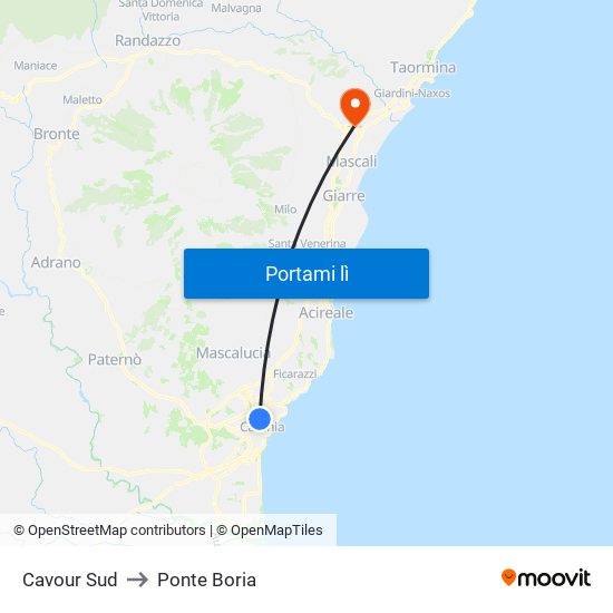 Cavour Sud to Ponte Boria map