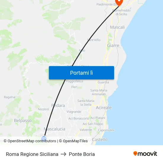Roma Regione Siciliana to Ponte Boria map