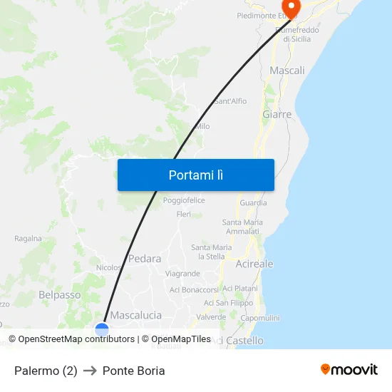 Palermo (2) to Ponte Boria map