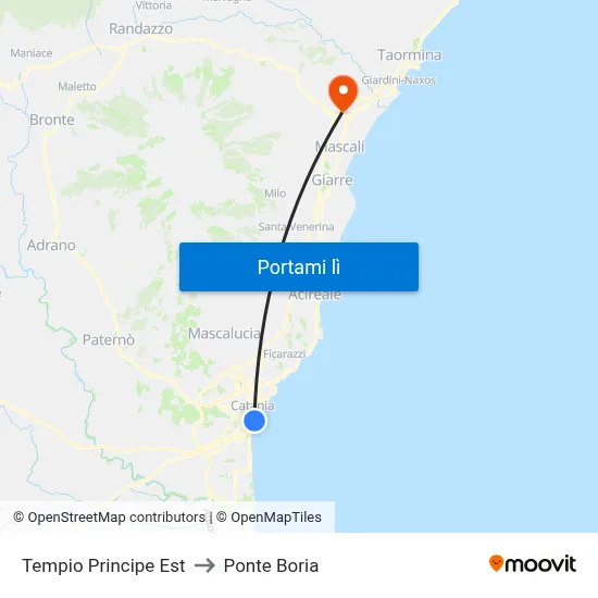 Tempio Principe Est to Ponte Boria map