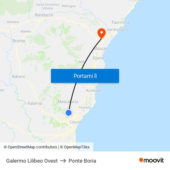 Galermo Lilibeo Ovest to Ponte Boria map