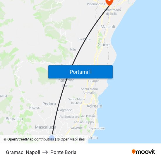 Gramsci Napoli to Ponte Boria map