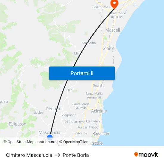 Cimitero Mascalucia to Ponte Boria map