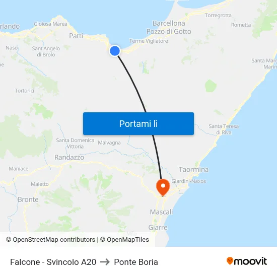 Falcone - Svincolo A20 to Ponte Boria map