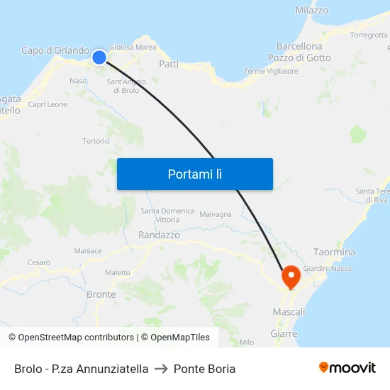 Brolo - P.za Annunziatella to Ponte Boria map