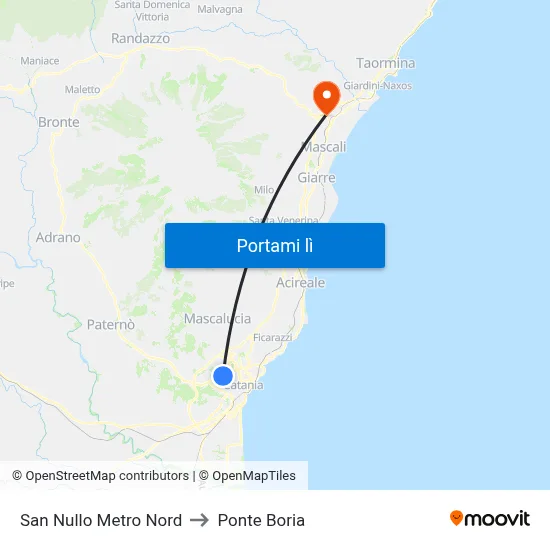 San Nullo Metro Nord to Ponte Boria map