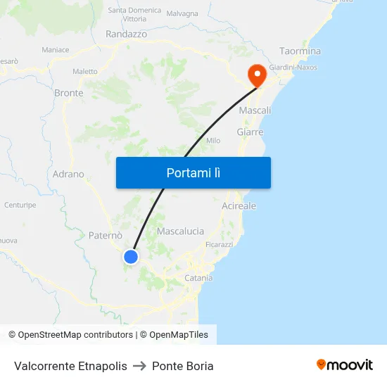 Valcorrente Etnapolis to Ponte Boria map