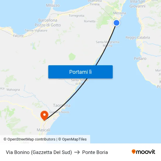 Via Bonino (Gazzetta Del Sud) to Ponte Boria map