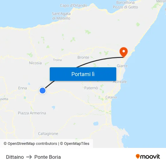 Dittaino to Ponte Boria map