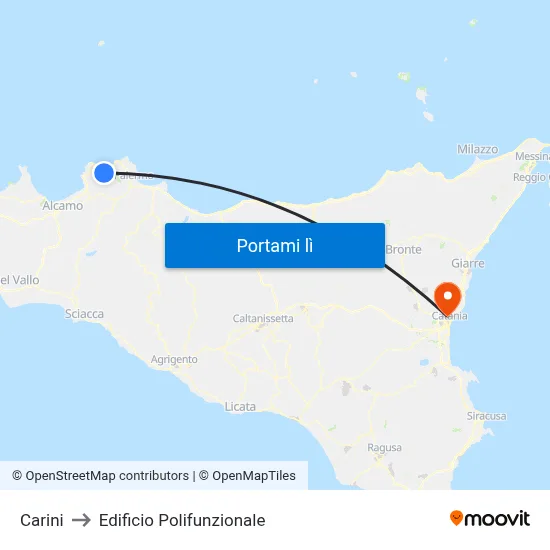 Carini to Edificio Polifunzionale map