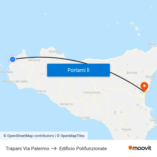 Trapani Via Palermo to Edificio Polifunzionale map
