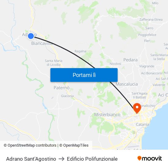 Fce Adrano Sant'Agostino to Edificio Polifunzionale map