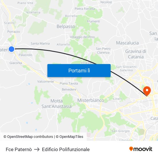 Fce Paternò to Edificio Polifunzionale map