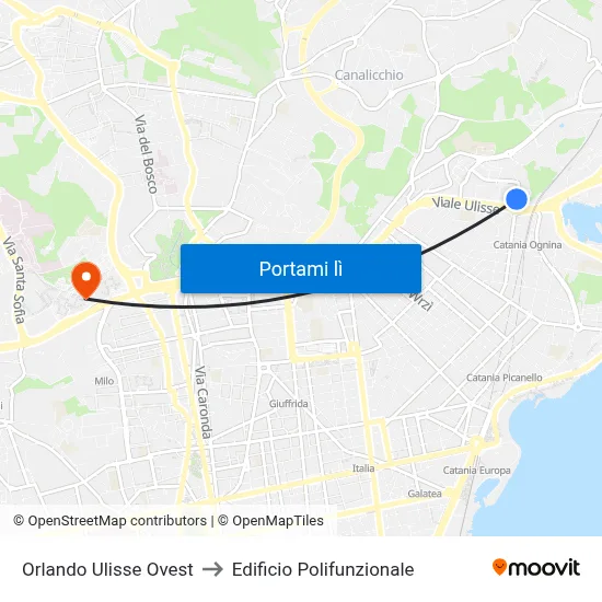Orlando Ulisse Ovest to Edificio Polifunzionale map