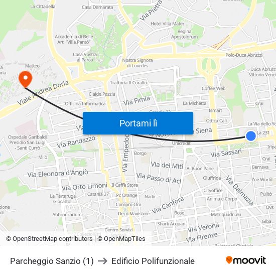 Parcheggio Sanzio (1) to Edificio Polifunzionale map