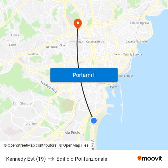 Kennedy Est (19) to Edificio Polifunzionale map